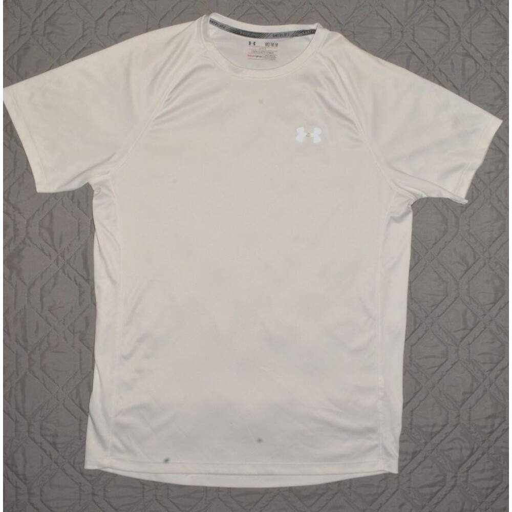 Under Armour HeatGear T-Shirt Mens Sz M White Fitted Short Sleeve Athletic